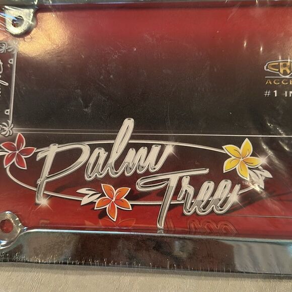 Palm Tree License Plate Frame Cruiser Silver - Picture 2 of 8
